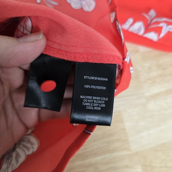 Sanctuary Blouse Womens Medium Red Floral Square Neck Long Sleeve Button Up‎ Top - Picture 4 of 9